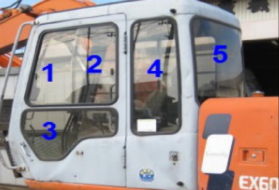 El excavador Glass Cab Window de 4383431 HITACHI izquierda a puerta la posición posterior NO.4