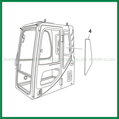Reemplazo posterior del parabrisas de la posición NO.4 de la puerta de Cab Glass Left del excavador de SUMITOMO CATERPILLAR
