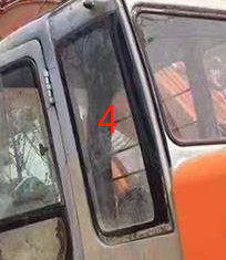 El excavador Glass Cab Window de 4383431 HITACHI izquierda a puerta la posición posterior NO.4
