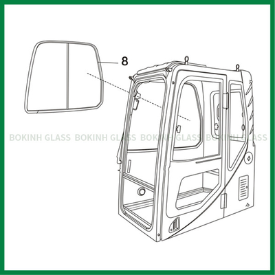 Parabrisas lateral de la posición NO.8 de Replacement Glass Right del excavador de Kobelco CATERPILLAR