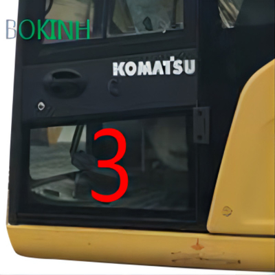 Una posición más baja NO.3 Digger Window Replacement de la puerta izquierda del OEM del vidrio del taxi de PC70-8 KOMATSU